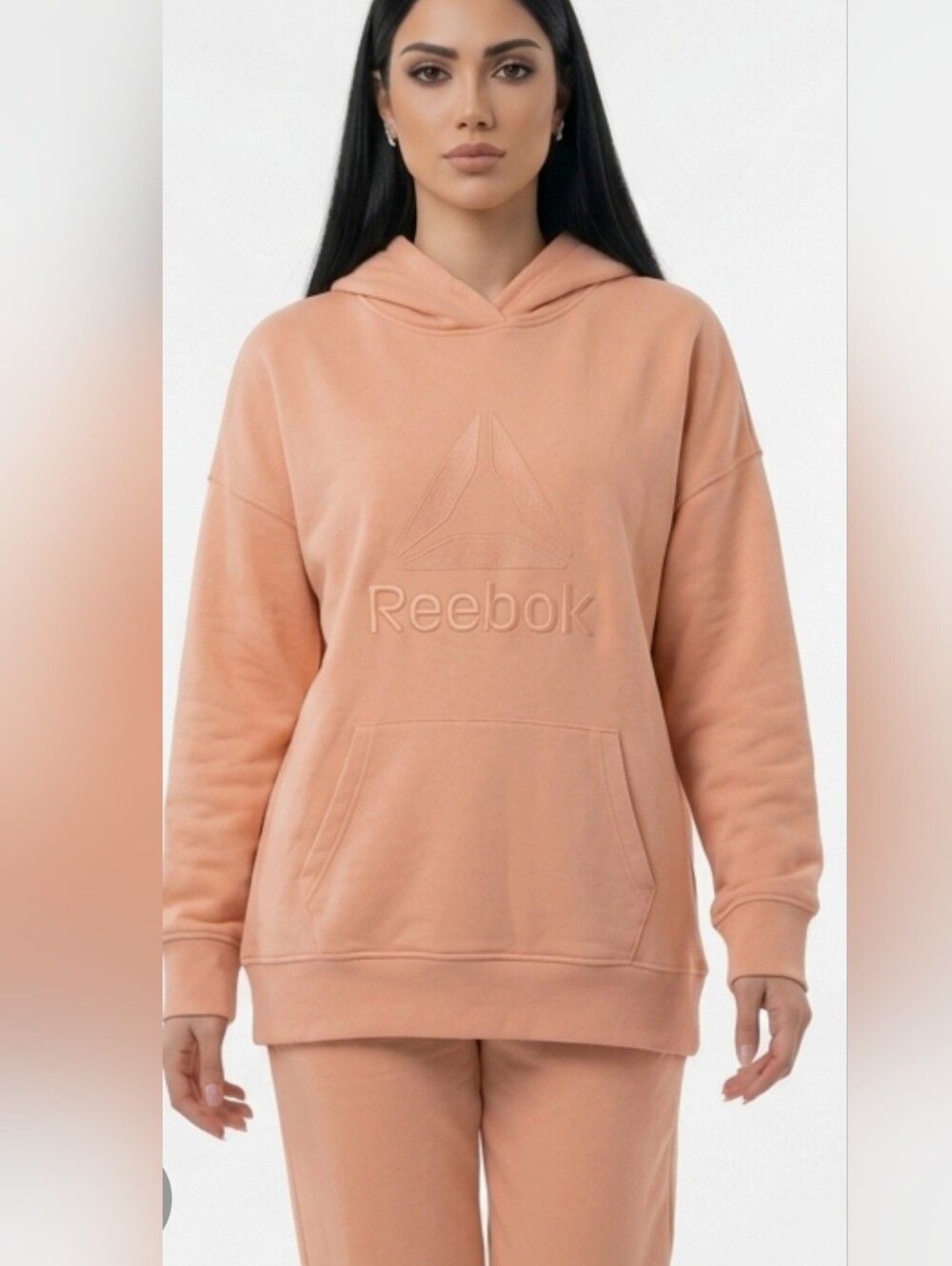 Reebok Peach Pullover Hoodie with Embroidered Logo XL